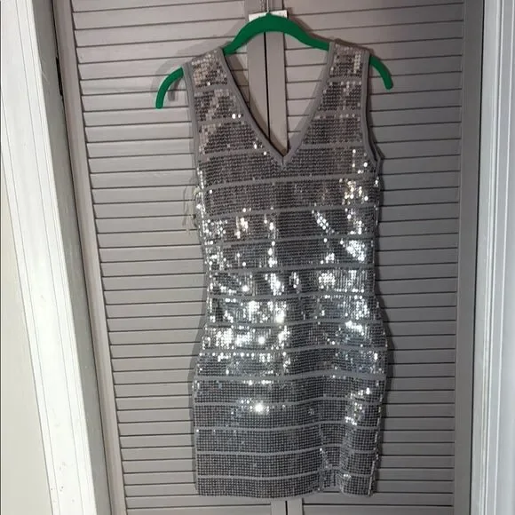 Hot Miami Styles Glittering Silver Backless Dress - Picture 4 of 7